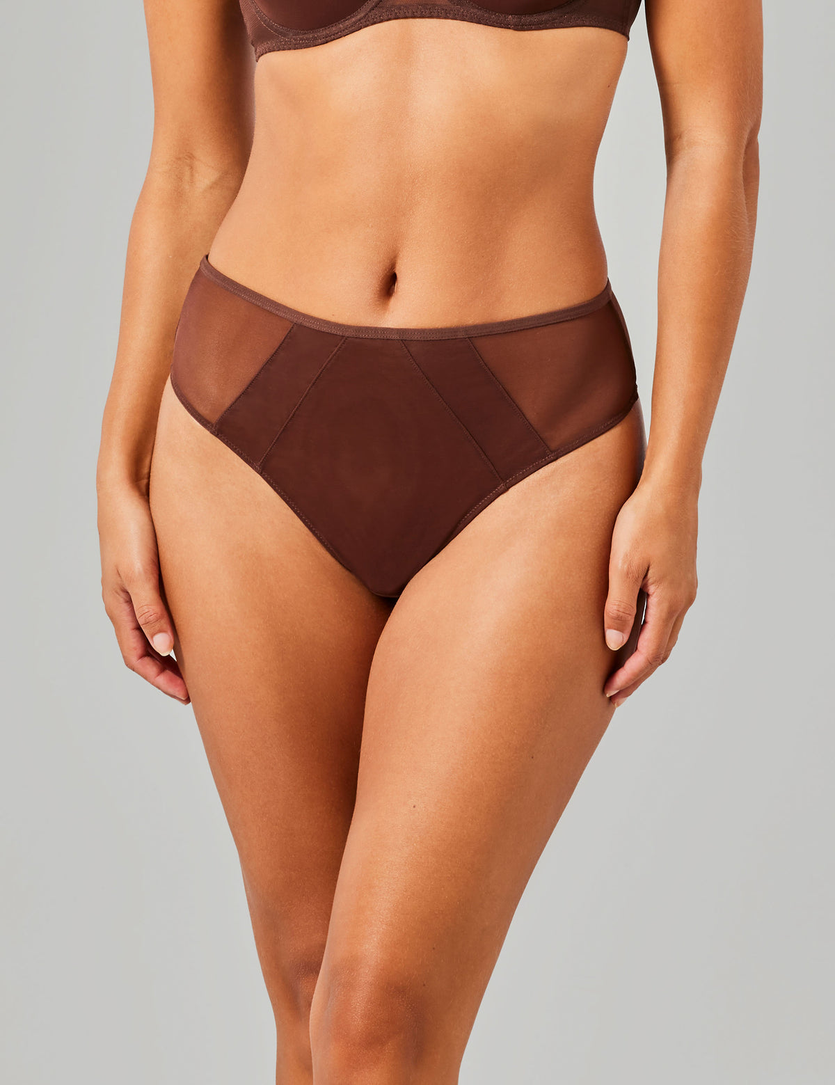 Tanja hoge taille string bruin