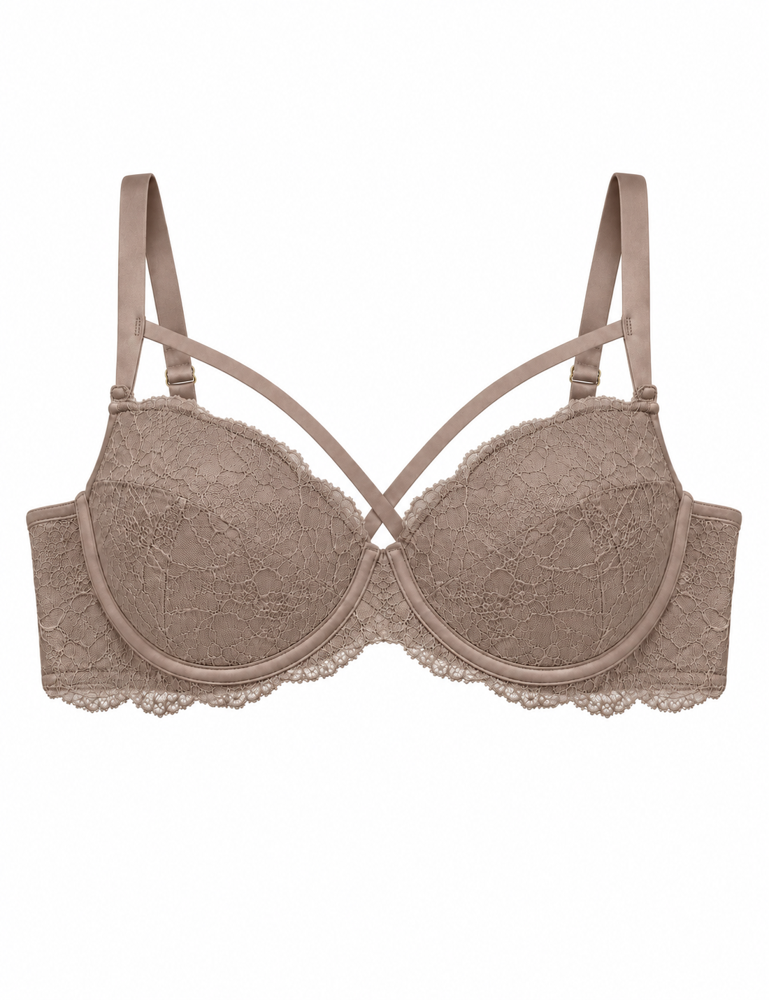 Fabulous voorgevormde t-shirt bh met kant taupe