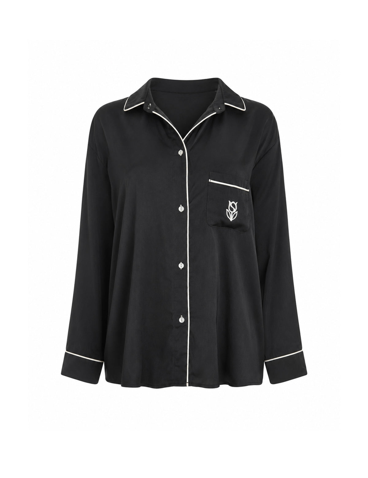 Olivia pyjama shirt lange mouwen zwart