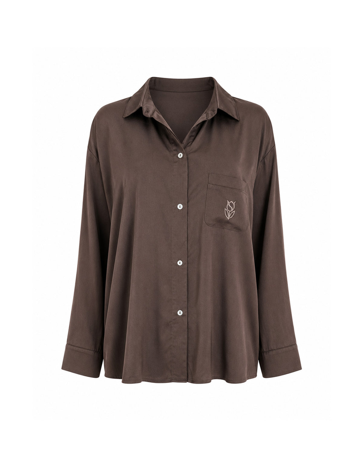 Olivia pyjama shirt lange mouwen bruin