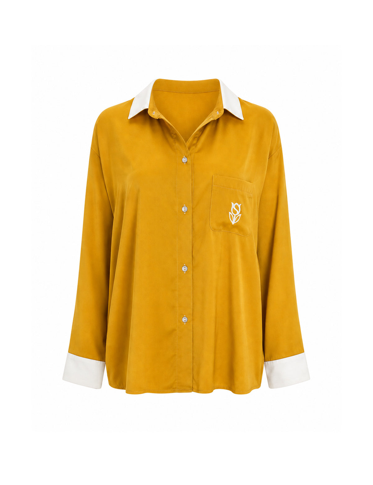 Olivia pyjama shirt lange mouwen geel