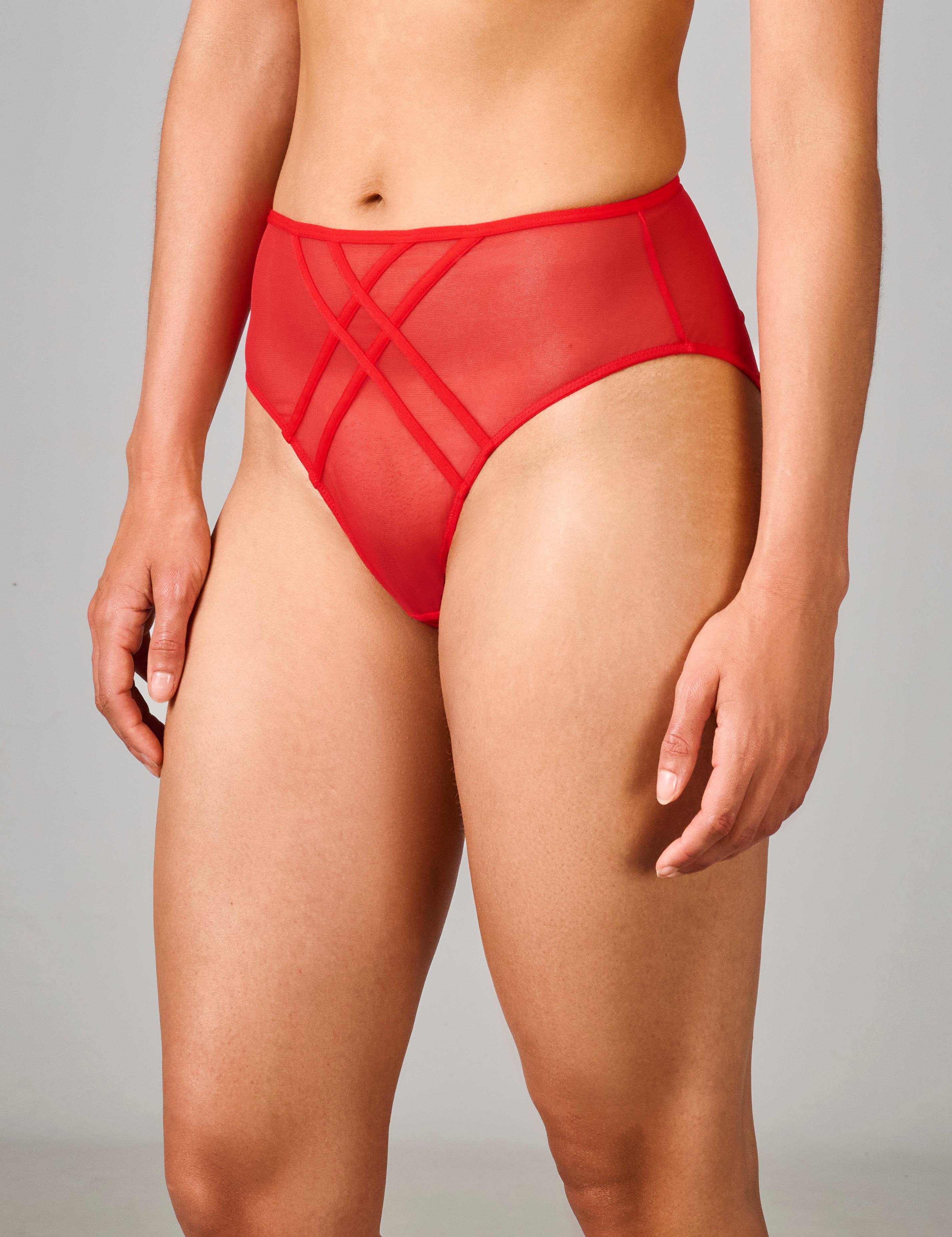 Mira hoge taille hoog uitgesneden slip rood