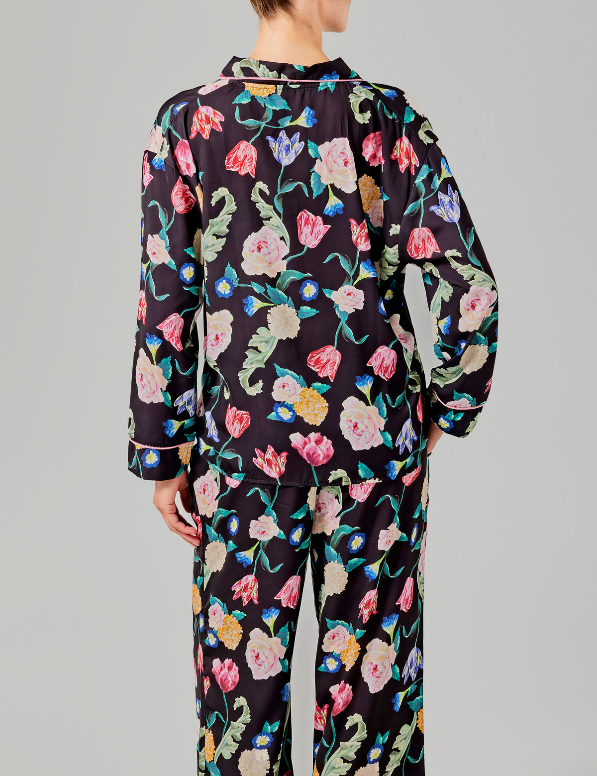 Tessa pyjama shirt lange mouwen zwart