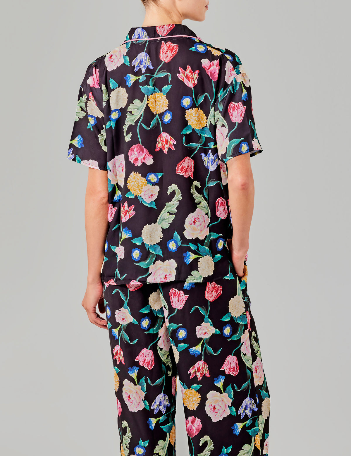 Tessa pyjama shirt korte mouw zwart