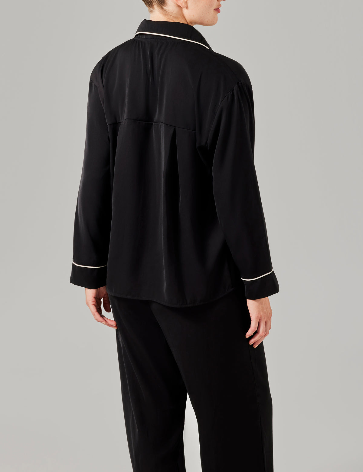 Olivia pyjama shirt lange mouwen zwart
