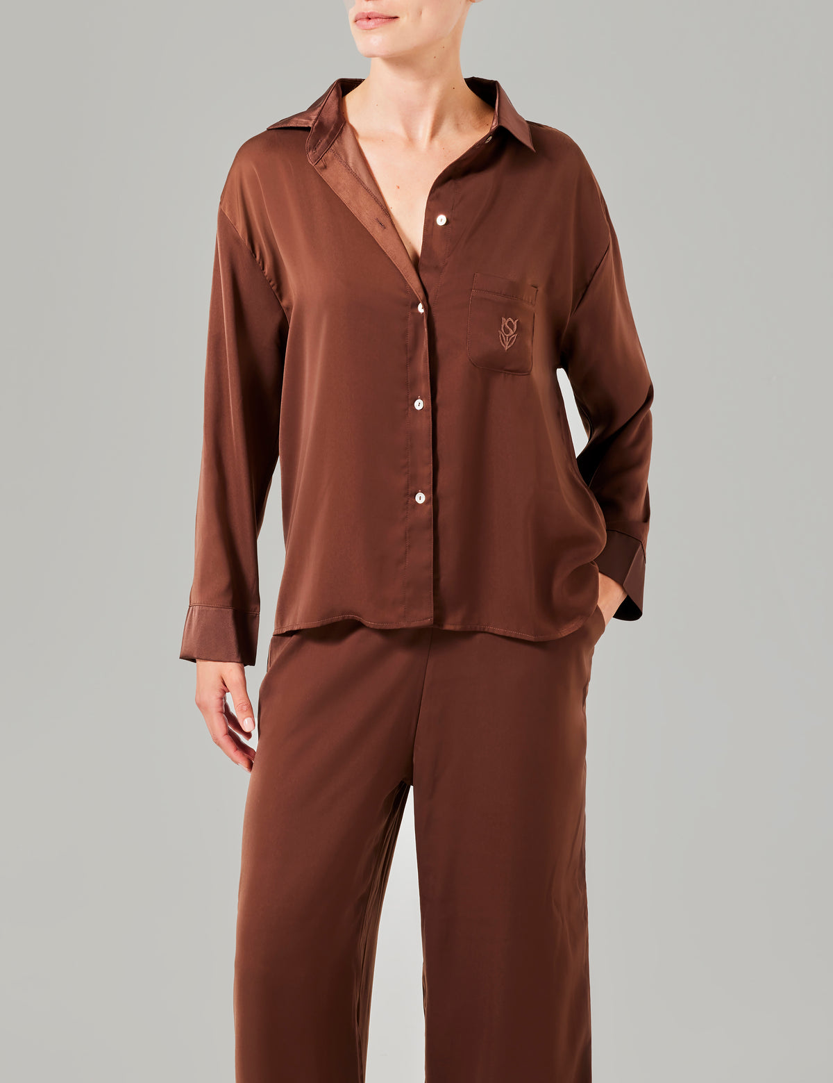 Olivia pyjama broek (petite) bruin
