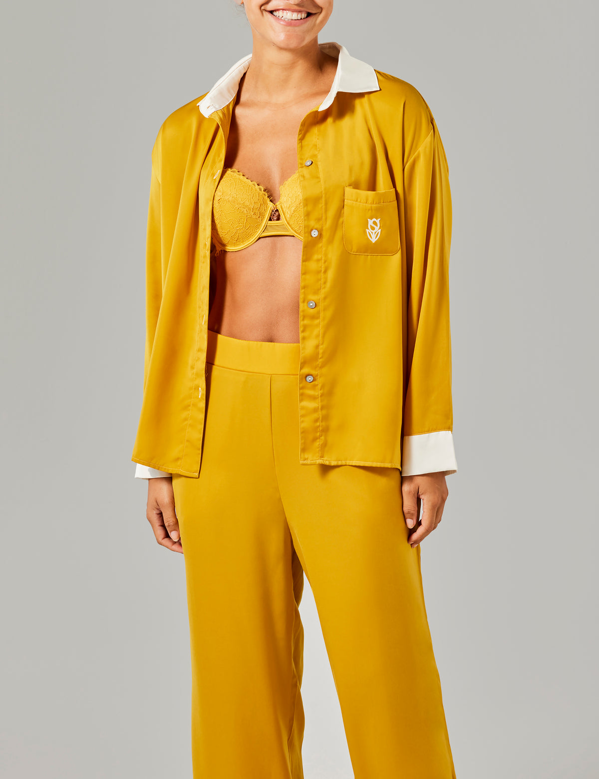 Olivia pyjama broek geel