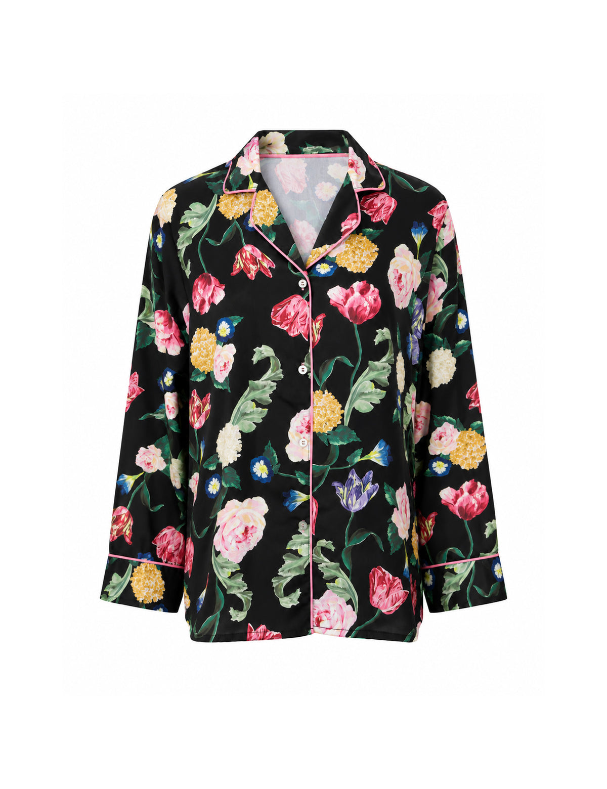 Tessa pyjama shirt lange mouwen zwart