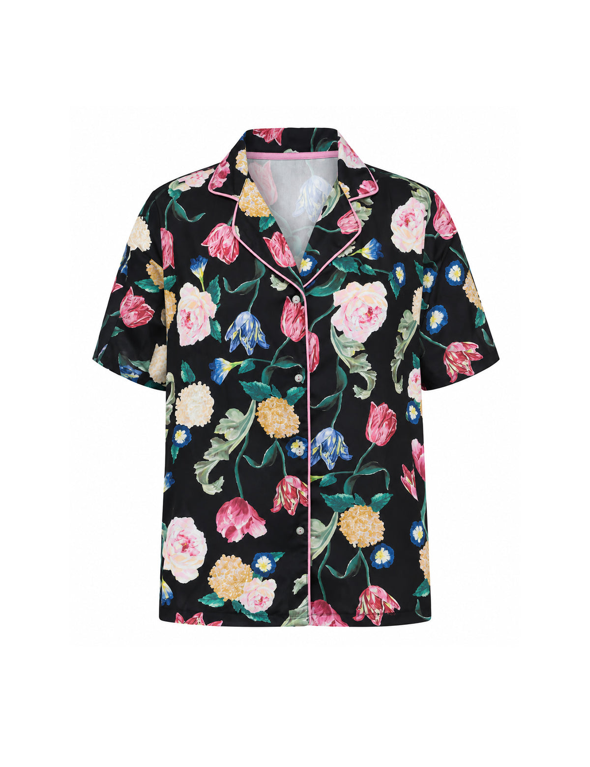 Tessa pyjama shirt korte mouw zwart